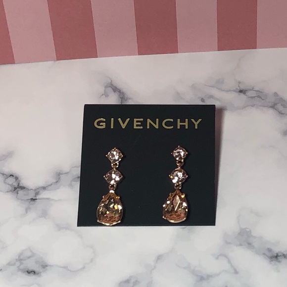 GIVENCHY Rose Gold/Champagne Drop Earrings with Post Backs - Picture 3 of 16